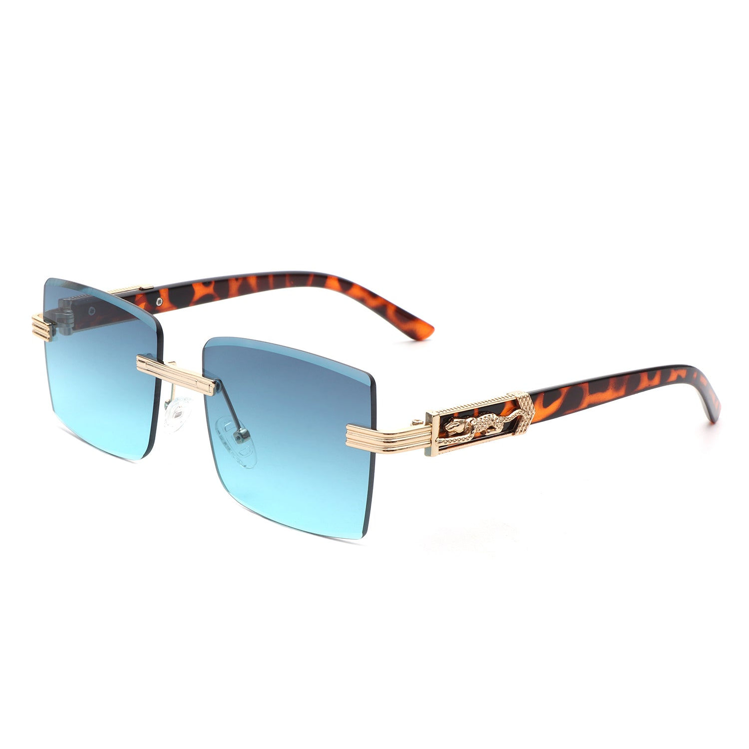 SFS Tycho - Rimless Square Retro Tinted Fashion Flat Top Sunglasses