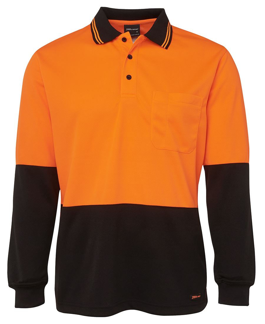 Thumbnail: Branded Hi Vis Long Sleeve Traditional Polo