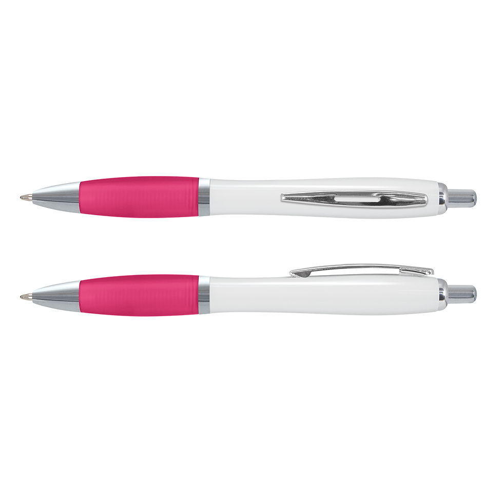 Thumbnail: Branded Retractable Plastic Vistro White Barrel Ballpen