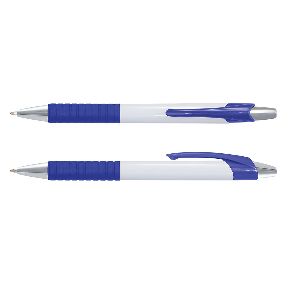 Thumbnail: Branded Retractable Cleo White Barrel Ballpen