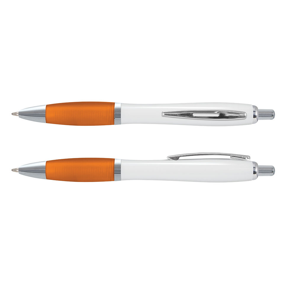 Thumbnail: Branded Retractable Plastic Vistro White Barrel Ballpen