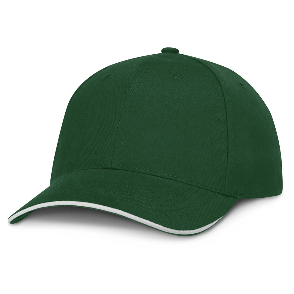 Thumbnail: Branded 6 Panel Cap - Colour with White Trim