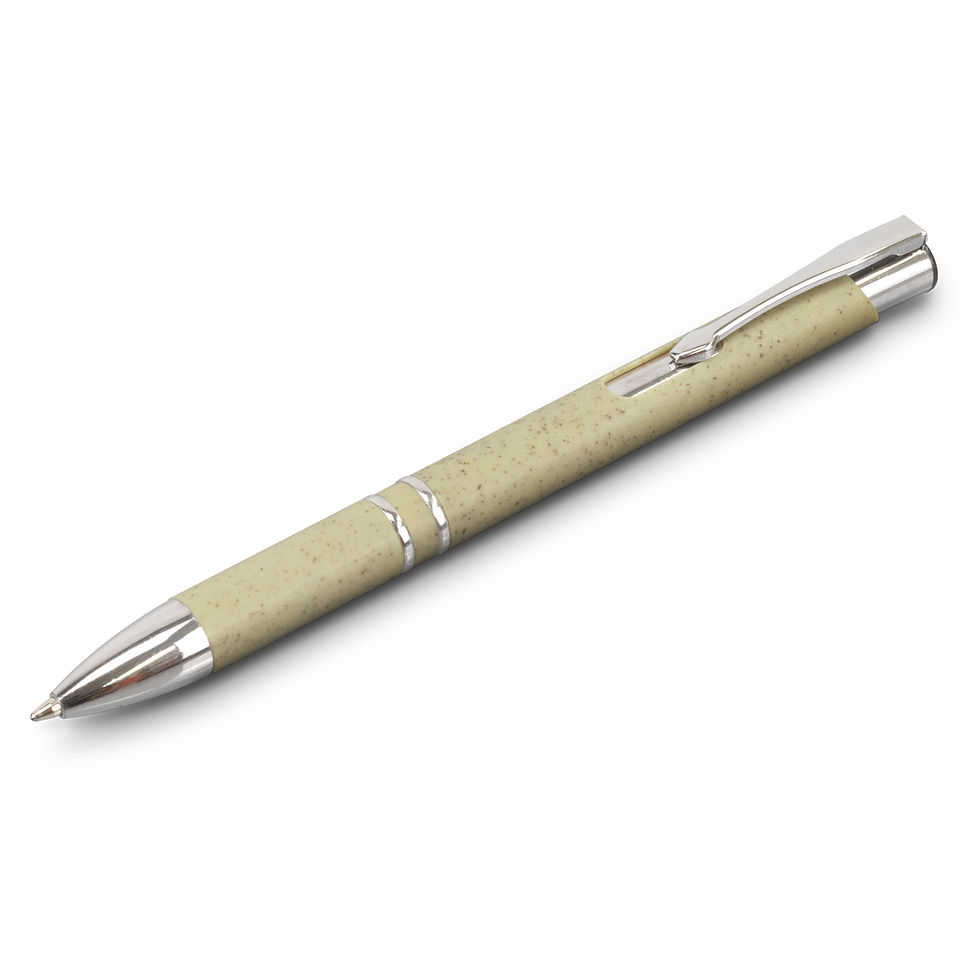 Thumbnail: Branded Retractable Panama WheatStraw ECO Plastic Ballpen