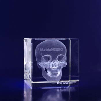 Thumbnail: 3D Laser Engraved Crystal Cube Paperweight