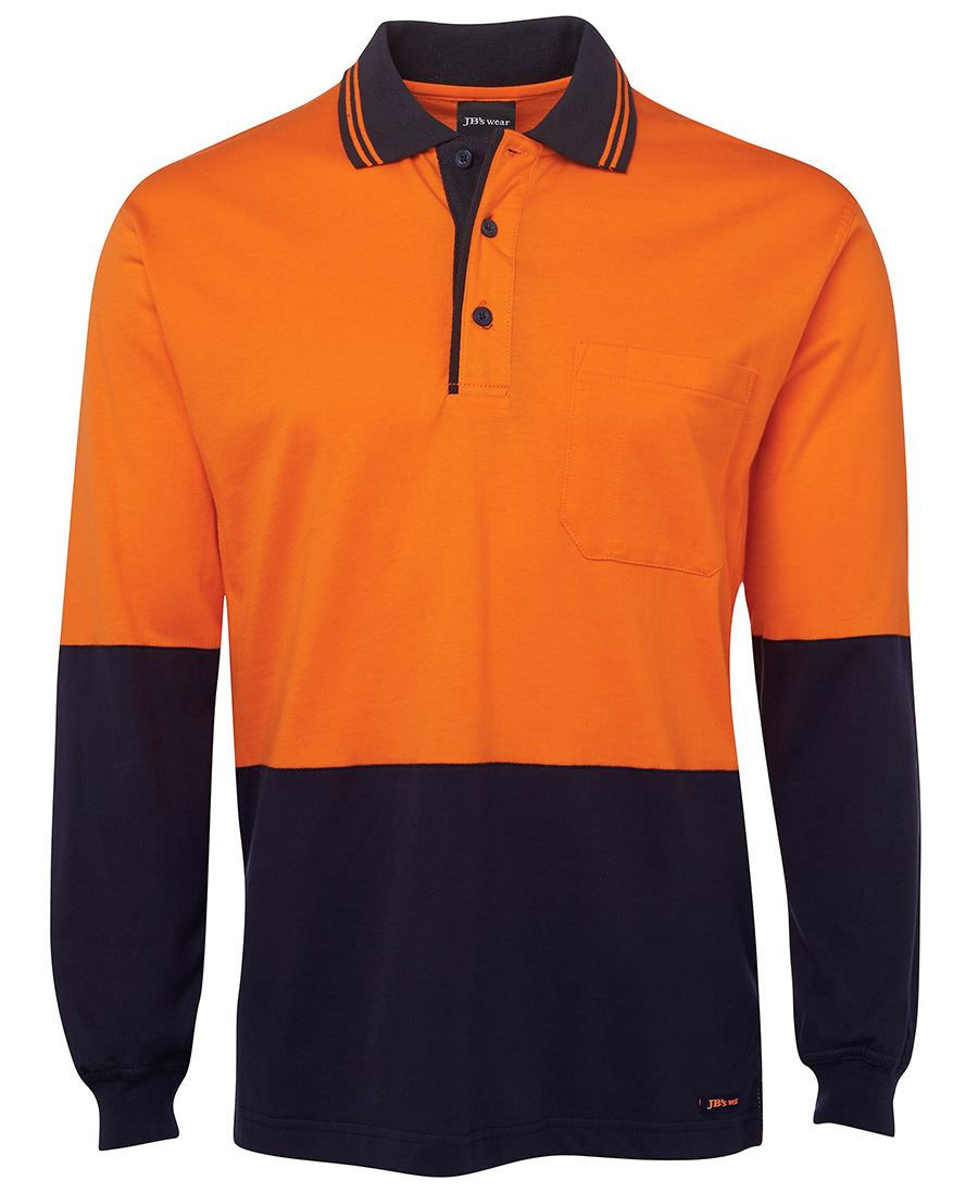 Thumbnail: Branded Hi Vis Long Sleeve Cotton Polo