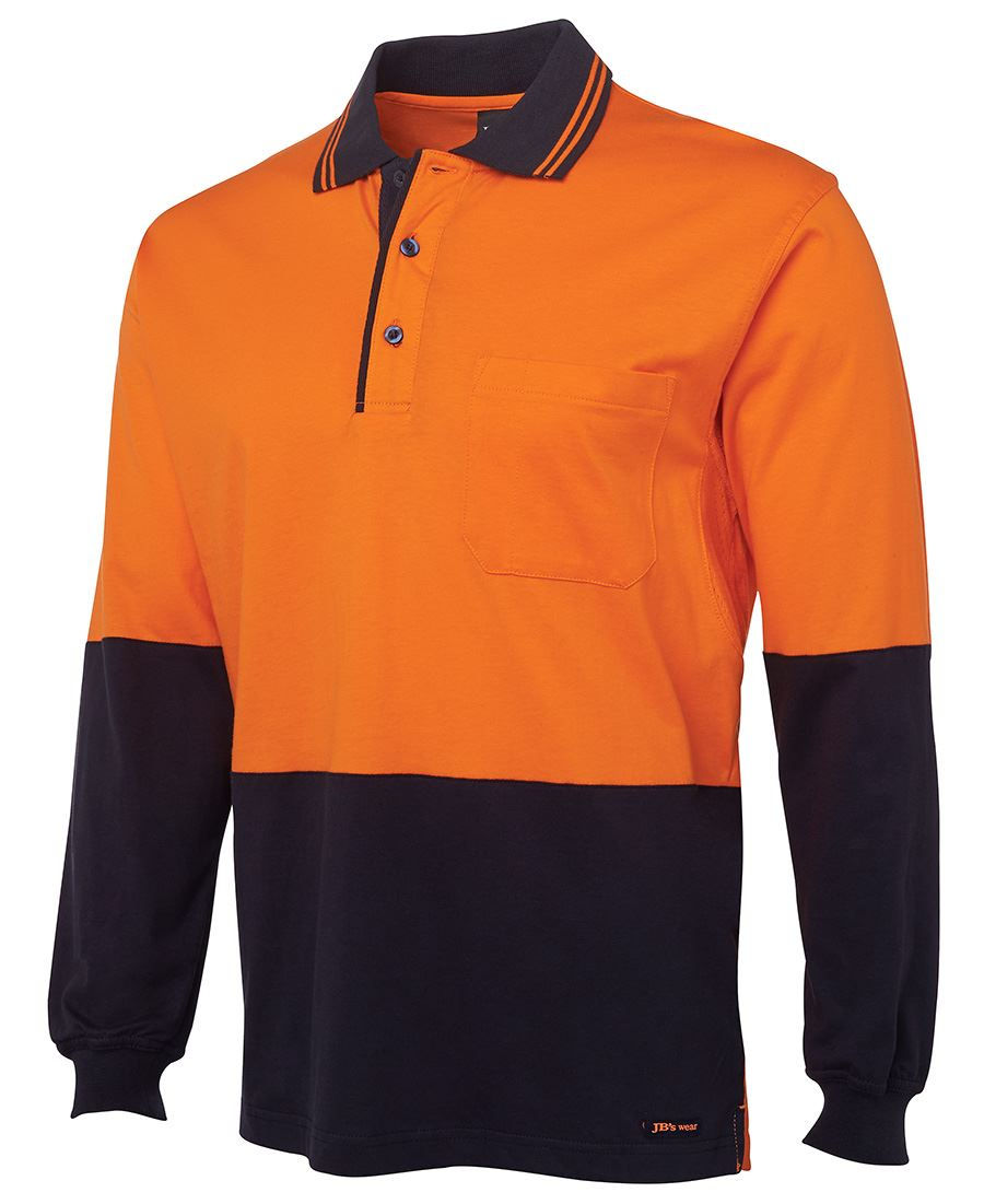 Thumbnail: Branded Hi Vis Long Sleeve Cotton Polo