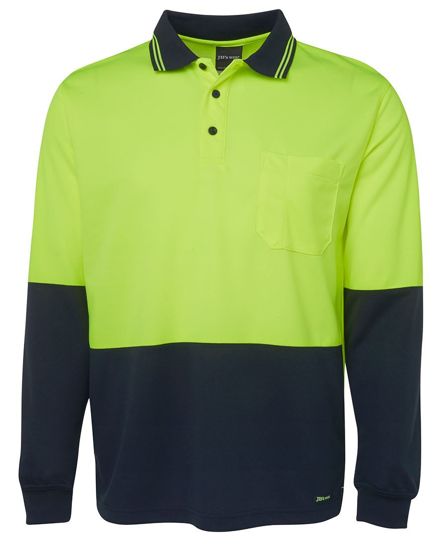 Thumbnail: Branded Hi Vis Long Sleeve Traditional Polo