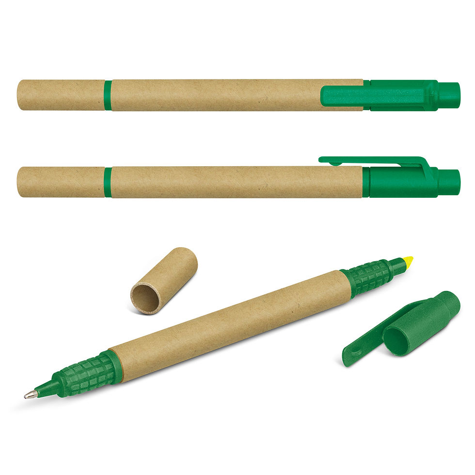 Thumbnail: Branded Recycled Cardboard Ballpen & Yellow Highlighter
