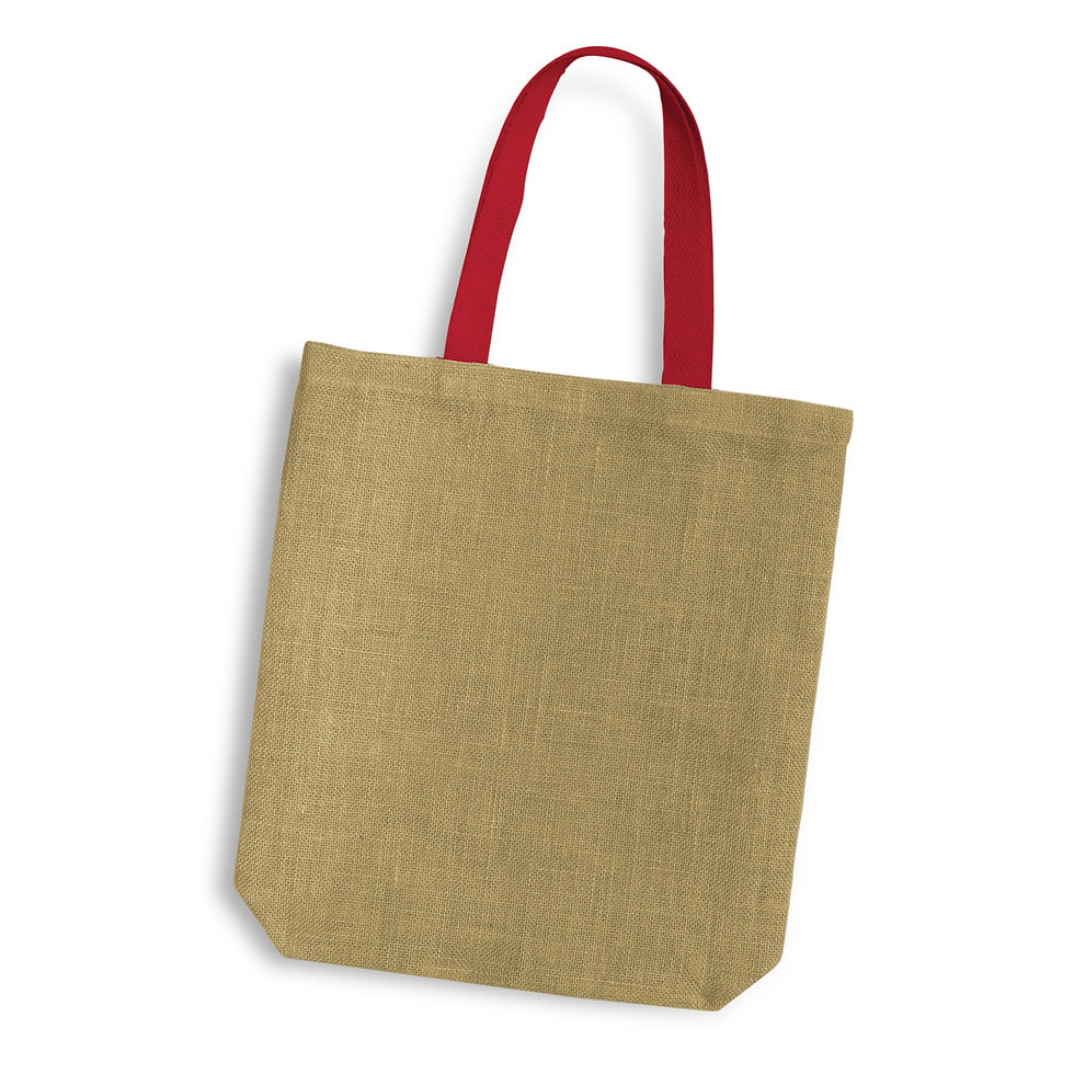 Thumbnail: Branded Jute Tote Bag - Coloured Webbed Handles