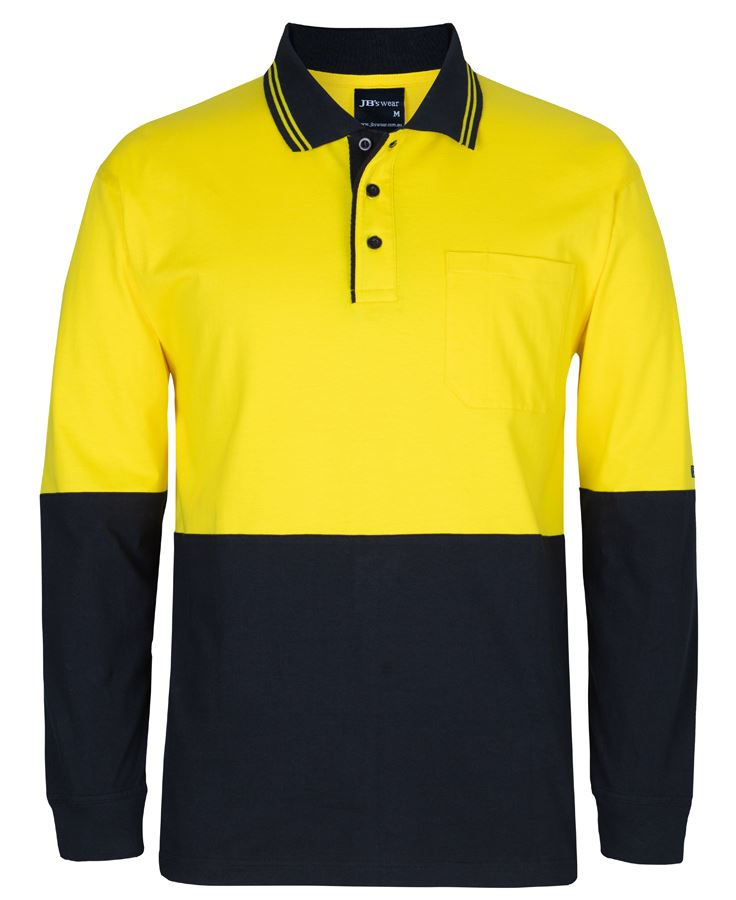 Thumbnail: Branded Hi Vis Long Sleeve Cotton Polo