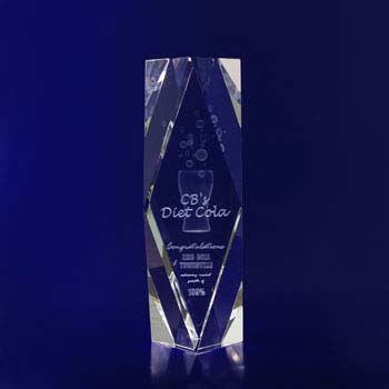 Thumbnail: 3D Laser Engraved Beveled Rectangle Crystal Trophy