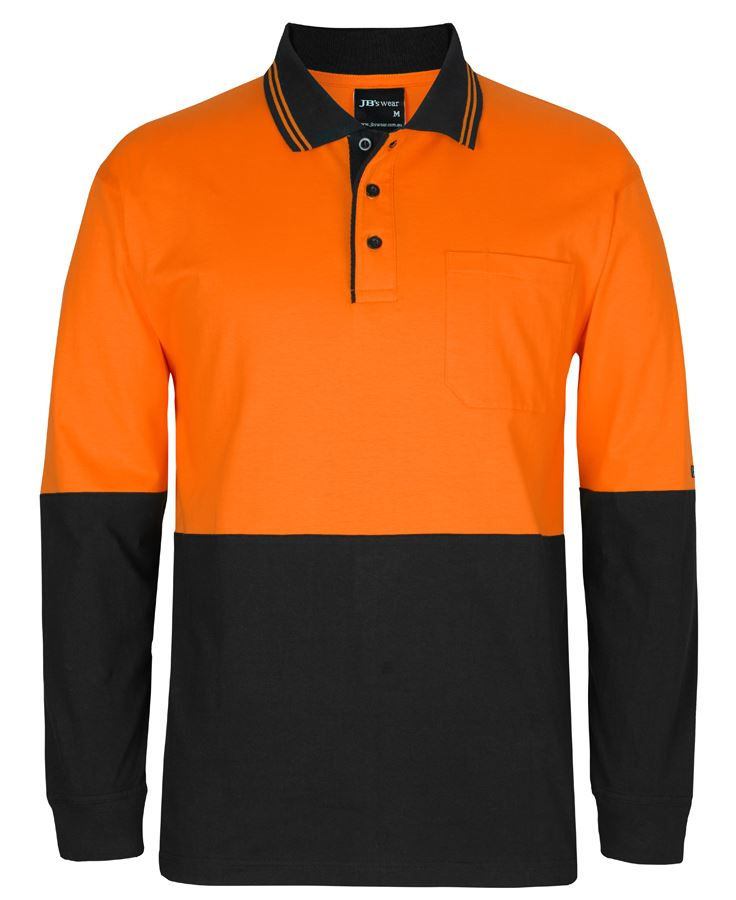 Thumbnail: Branded Hi Vis Long Sleeve Cotton Polo