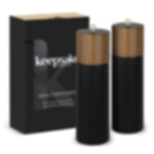 Branded Keepsake Wooden Noir Salt and Pepper Grinders