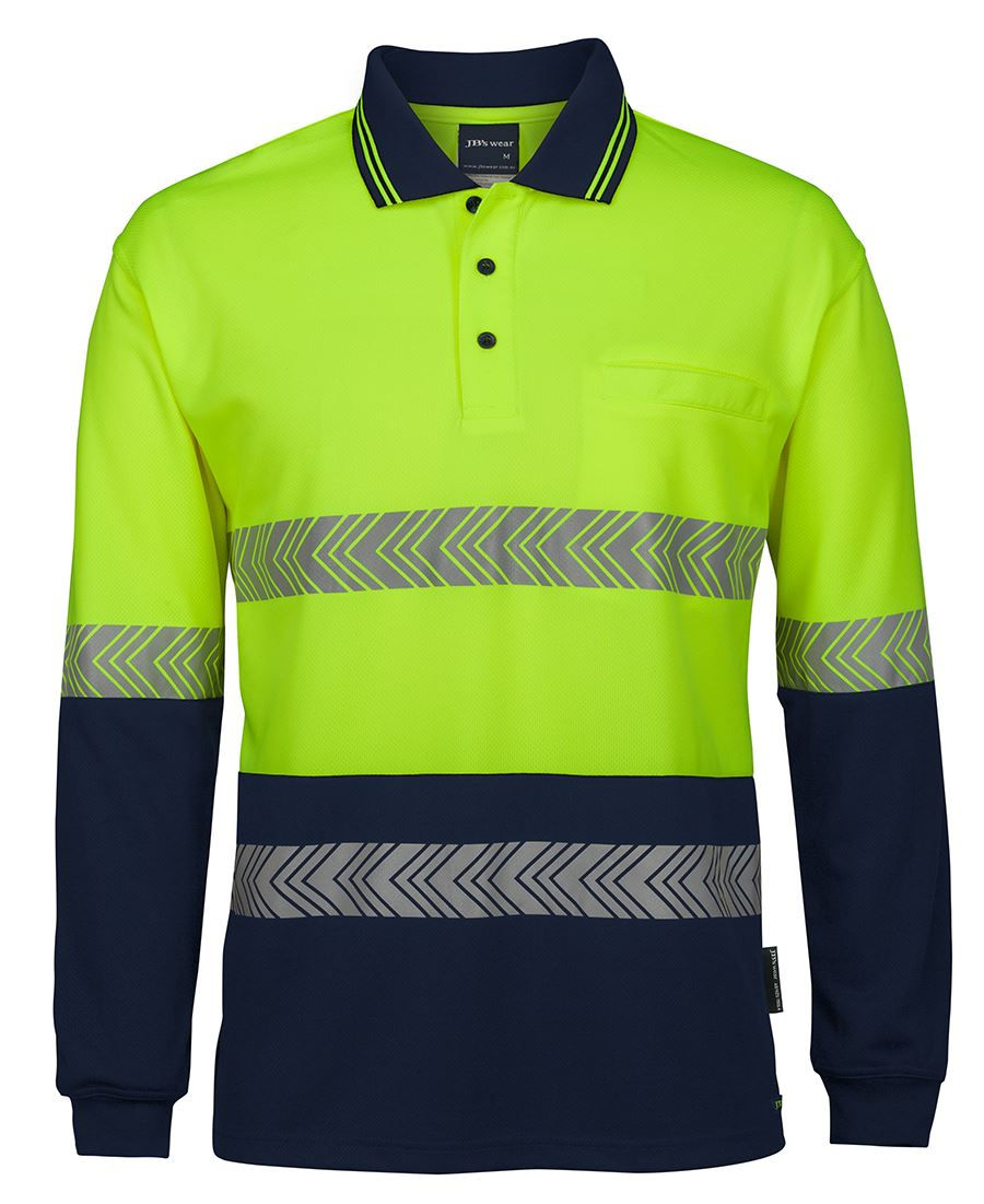 Thumbnail: Branded Hi Vis Long Sleeve Segmented Tape Polo