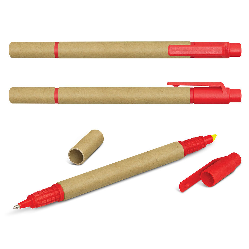 Thumbnail: Branded Recycled Cardboard Ballpen & Yellow Highlighter