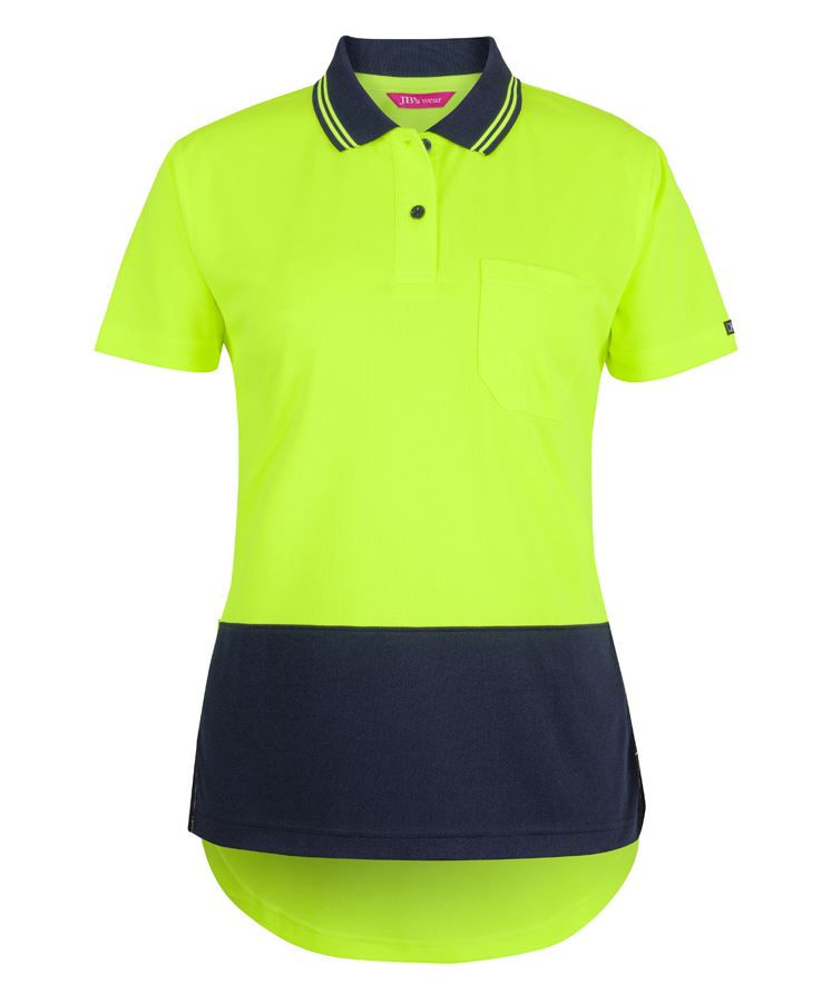 Thumbnail: Branded Ladies Hi Vis Short Sleeve Drop Tail Polo