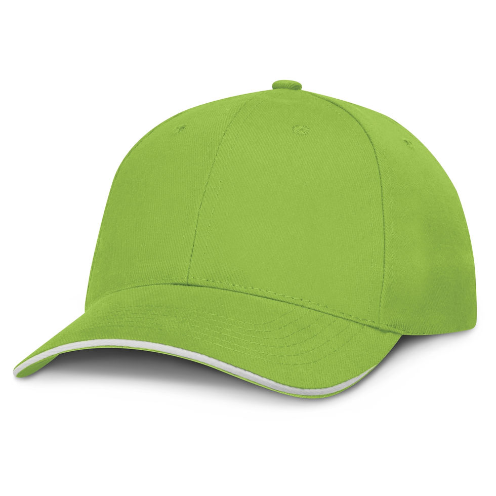 Thumbnail: Branded 6 Panel Cap - Colour with White Trim