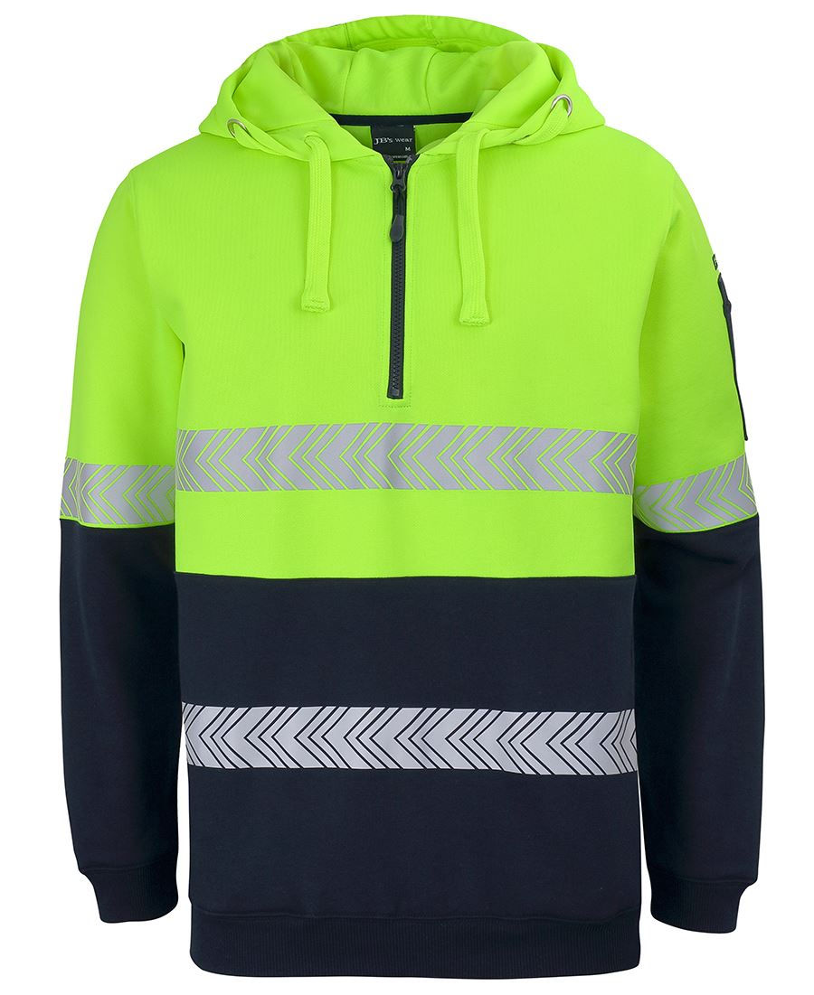 Thumbnail: Branded Hi Vis (D+N) 1/2 Zip Segmented Tape Hoodie
