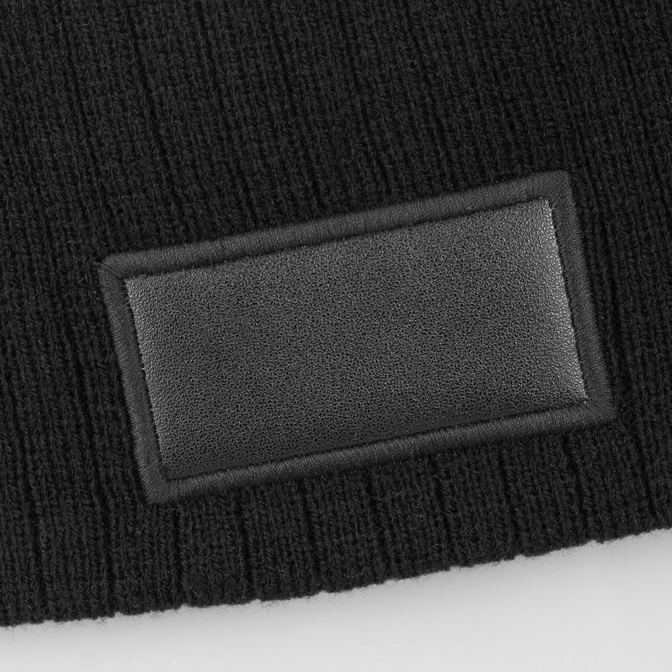 Thumbnail: Branded Cable Knit Beanie with Patch