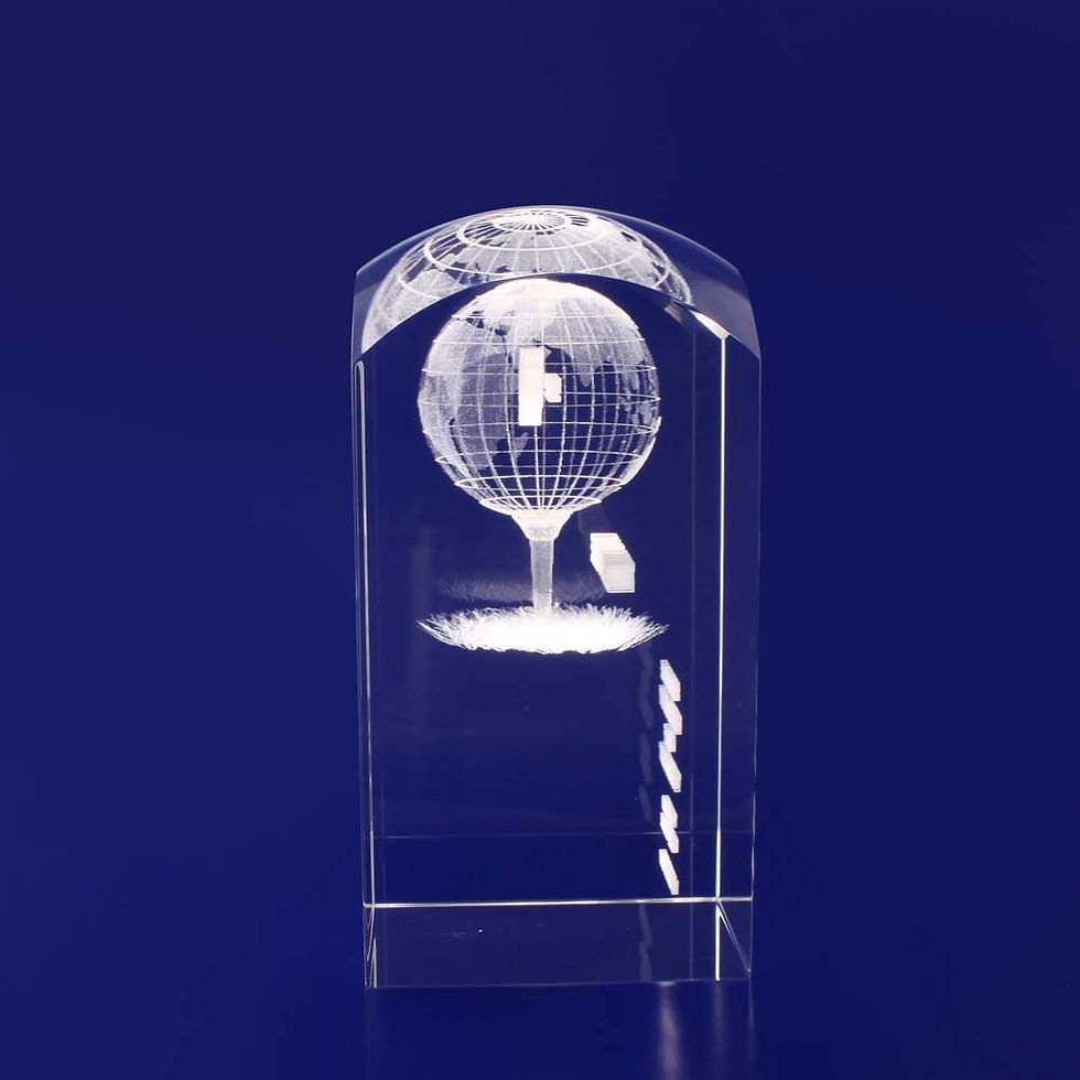 Thumbnail: 3D Laser Engraved Rectangle Dome Crystal Trophy