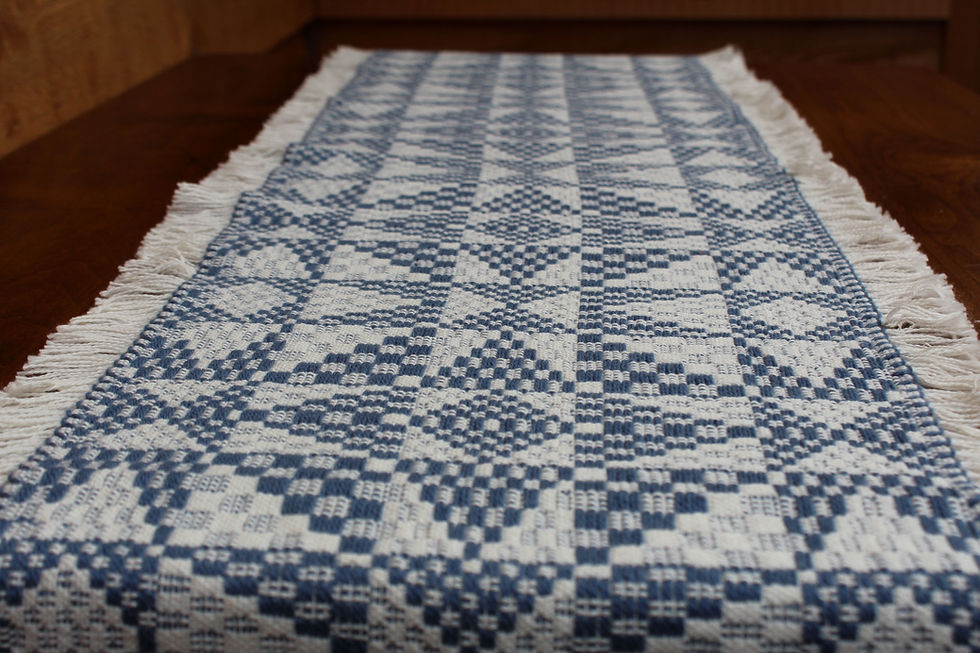 Thumbnail: Handwoven tied-overshot table runner