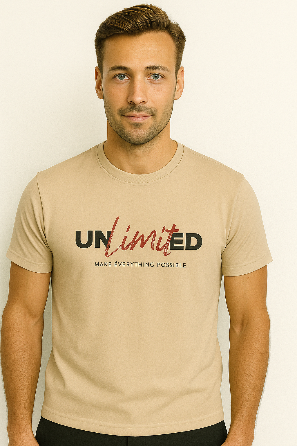 Baskılı BeJ Premium Tişört Regular Fit / Normal Kesim %100 Pamuk Relax Fit Bisik