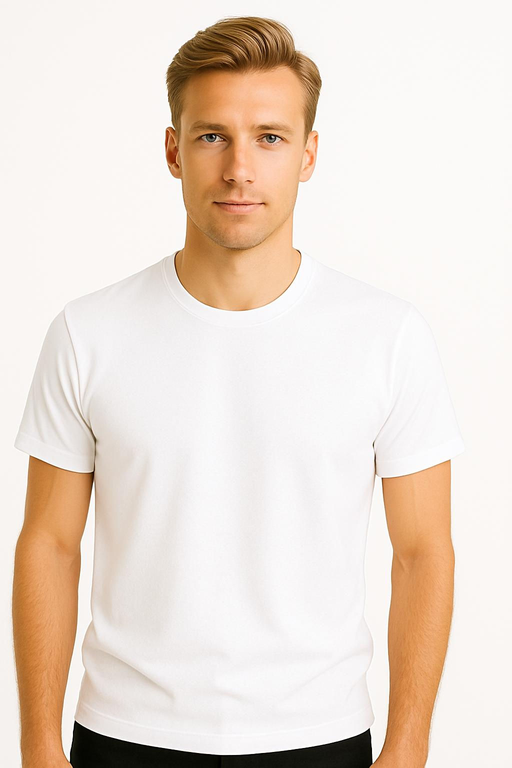 2025 Summer Erkek Premium Beyaz Kısa Kol Tshirt %100 Pamuk Relax Fit Bisiklet Ya