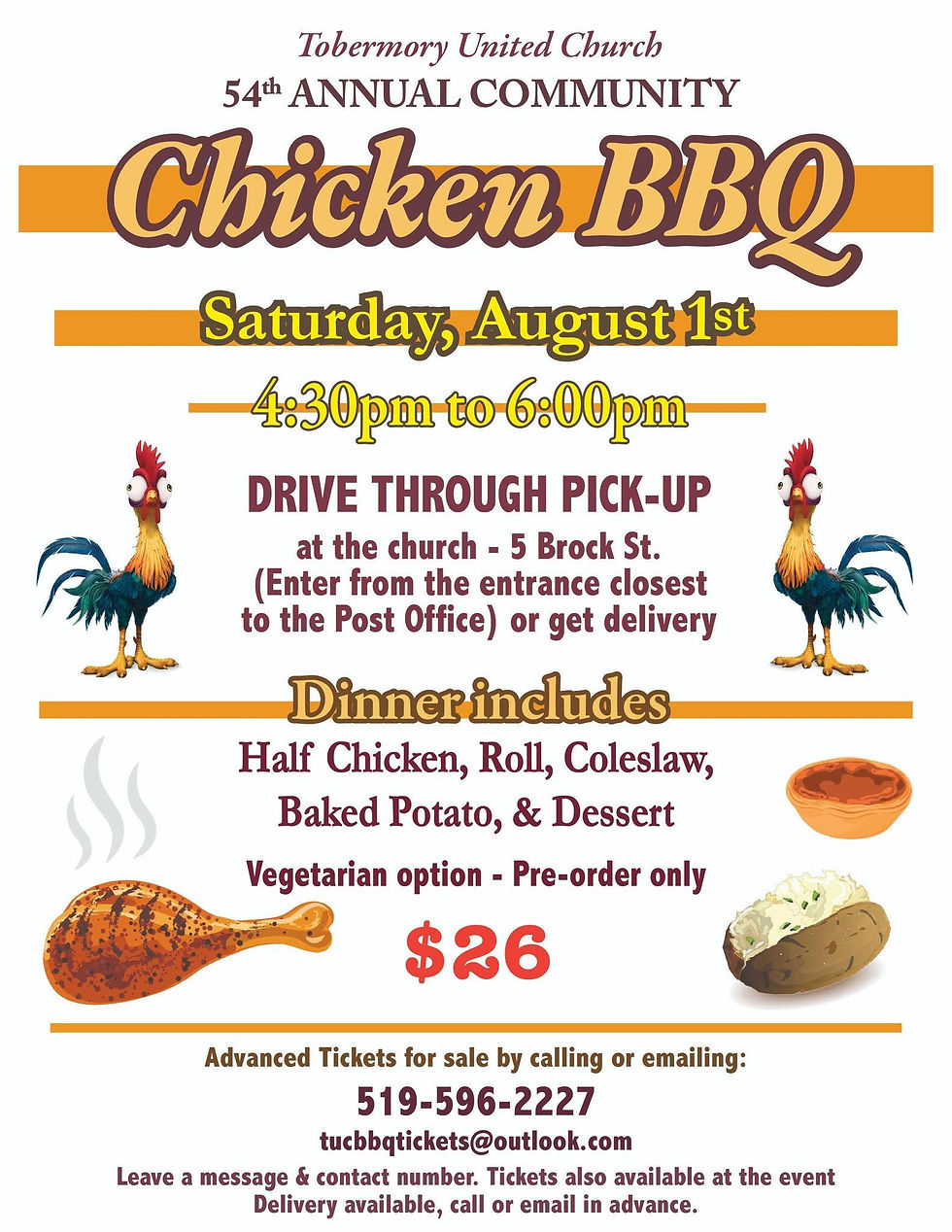 Tickets Still Available for Tobermory United Summer Chicken BBQ, August 1!