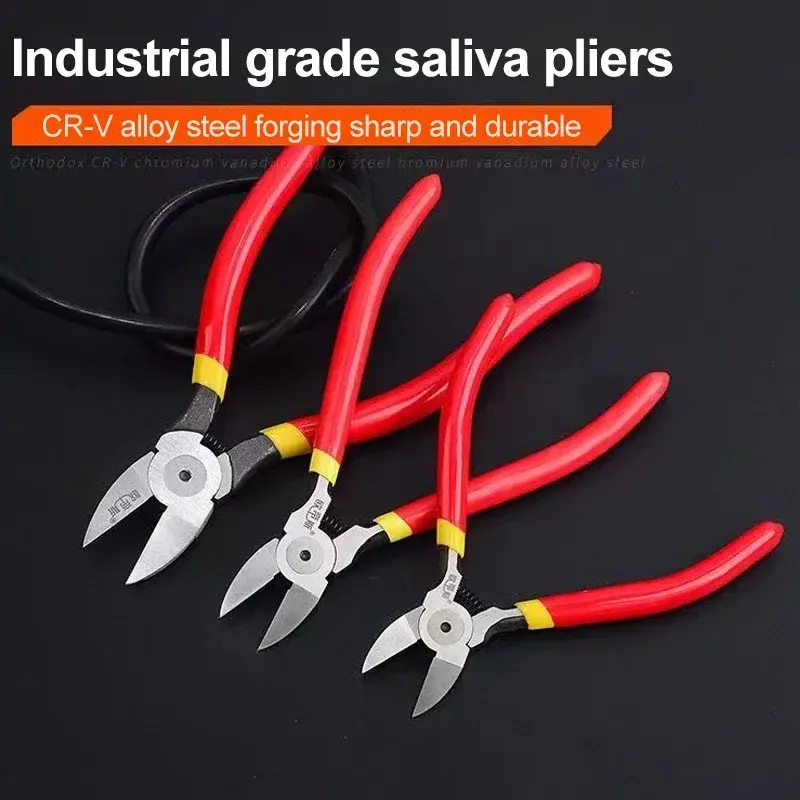 YLONDAO 5/6/8 Inch Cr-V Plastic Pliers Diagonal Pliers Mini Electronic Wire Stri