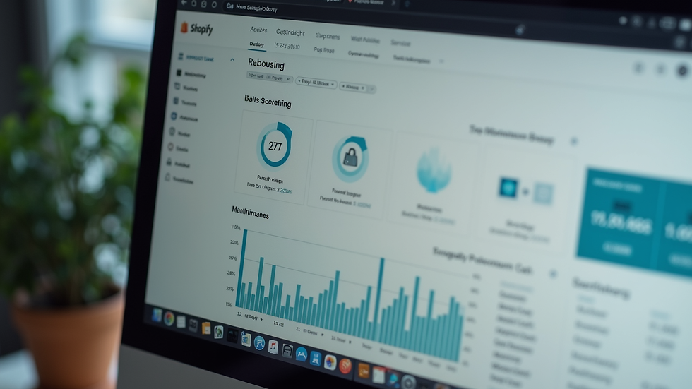 Close-up view of a computer screen showing Shopify dashboard
