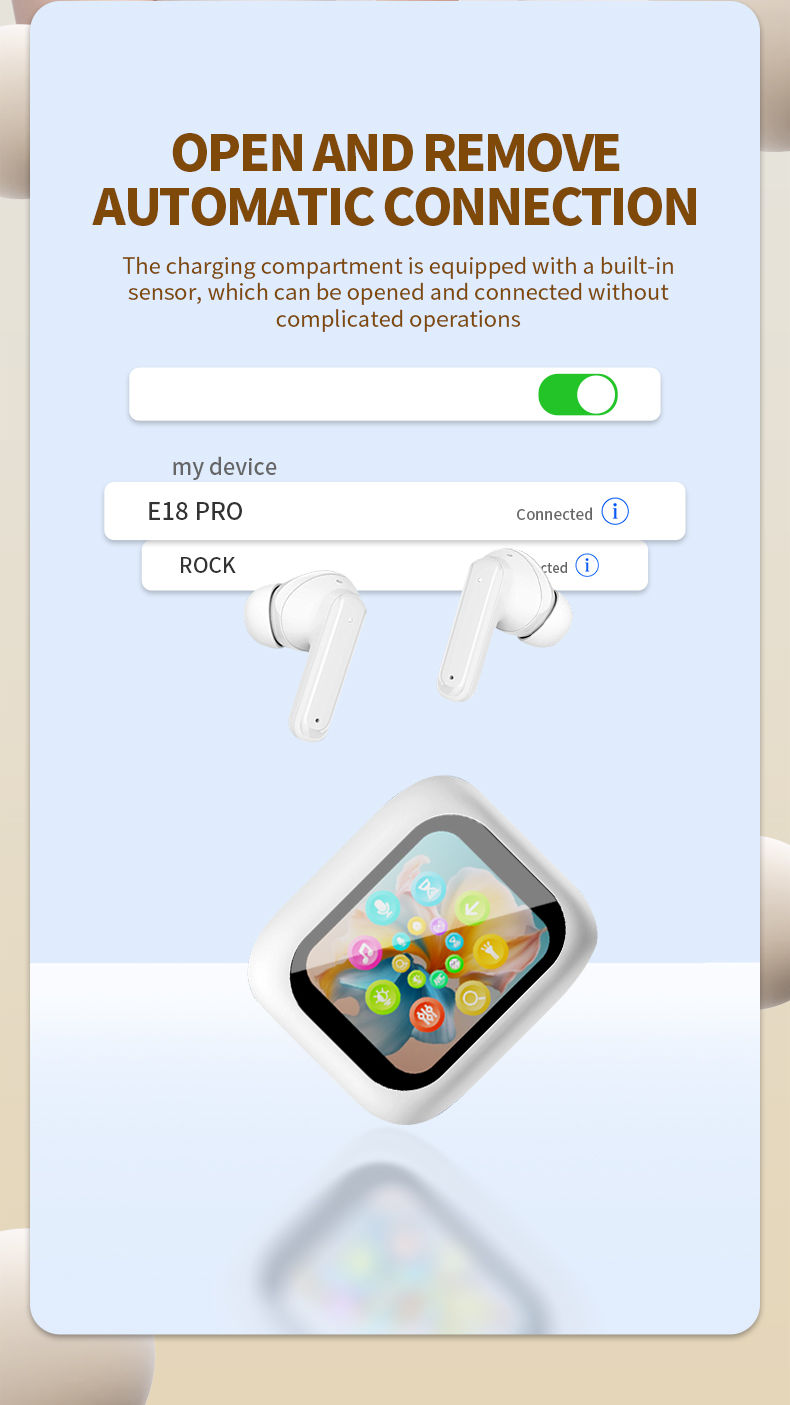 Miniatura: Wireless Earbuds E18 Pro Bluetooth5.4 Headphones LED Touch Screen TWS In Ear Ear