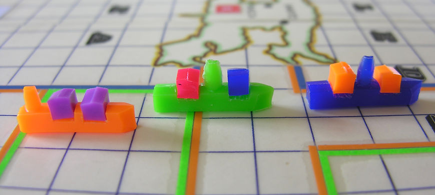 Original playing pieces from the prototype version of the baord game THEY COME UNSEEN