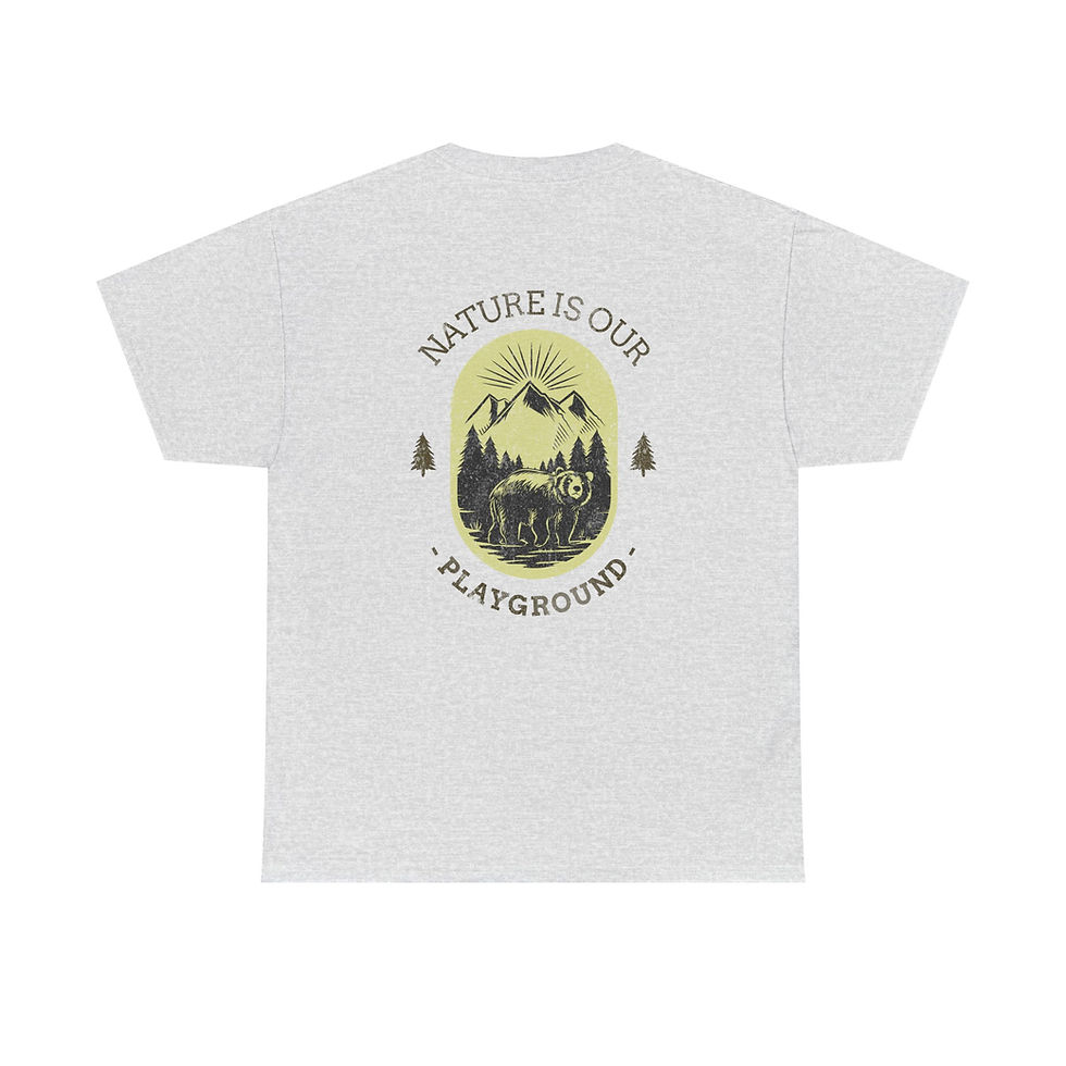 Thumbnail: 'Nature is Our Playground' Adventure-Themed Unisex Heavy Cotton Tee -