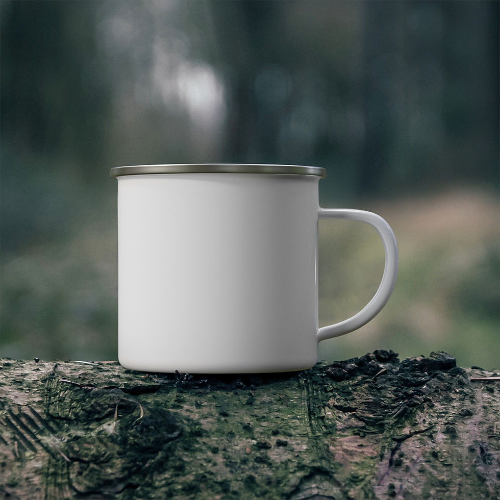 Thumbnail: "Campfires are my Happy Place" 12 oz Enamel Camping Mug | Indoor/Outdoor Mug