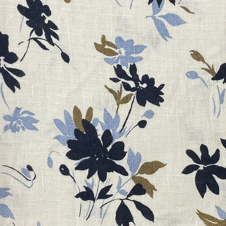 Pure Linen Orchids Print Fabric