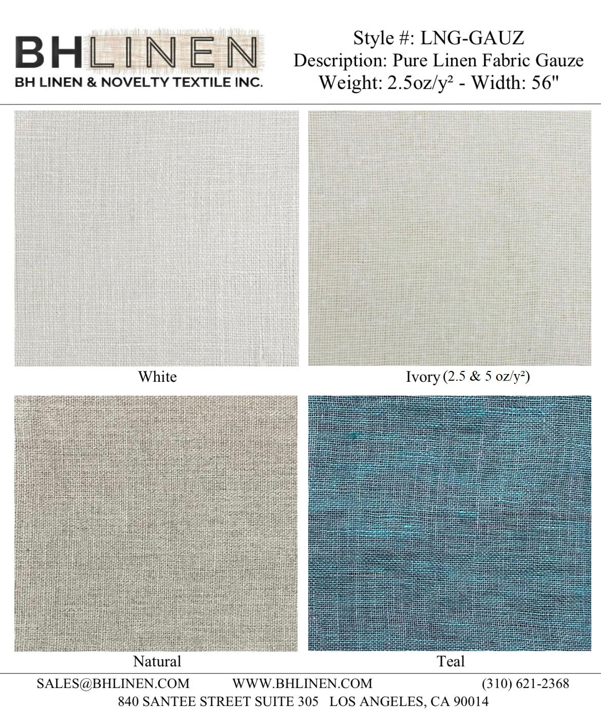Pure Linen Gauze Fabric (2.5 & 5 oz/y²)