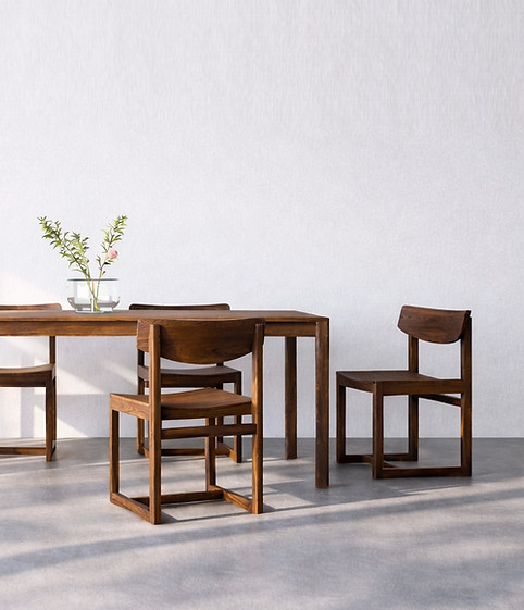 Katai chairs and Knepp dining table in Walnut by DARE