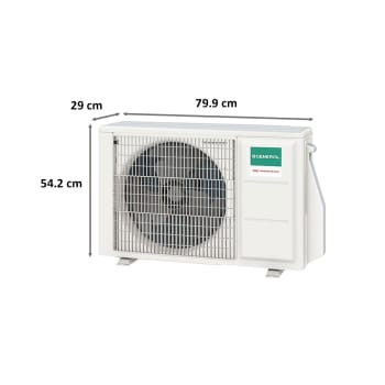 split ac outdoor unit size