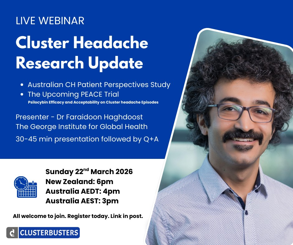 Cluster Headache gaps and future trials - Live Research Presentation Webinar - Recording available  