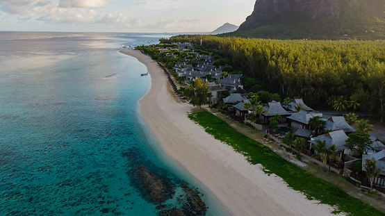 Mauritius beach with house on the edge o