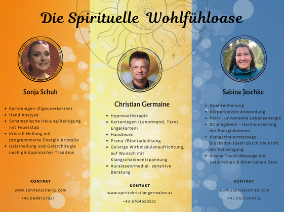 Flyer von der spirituellen Wohlfühloase nahe Wien