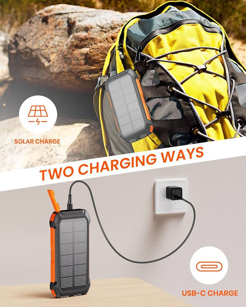 Thumbnail: Bilivein Solar Power Bank 26800mAh Solar Charger 15W Fast Charging USB C Solar P