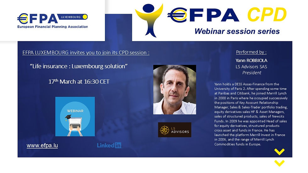CPD Session - 'Life Insurance : Luxembourg solution'
