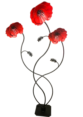 Lampadaire triple coquelicot