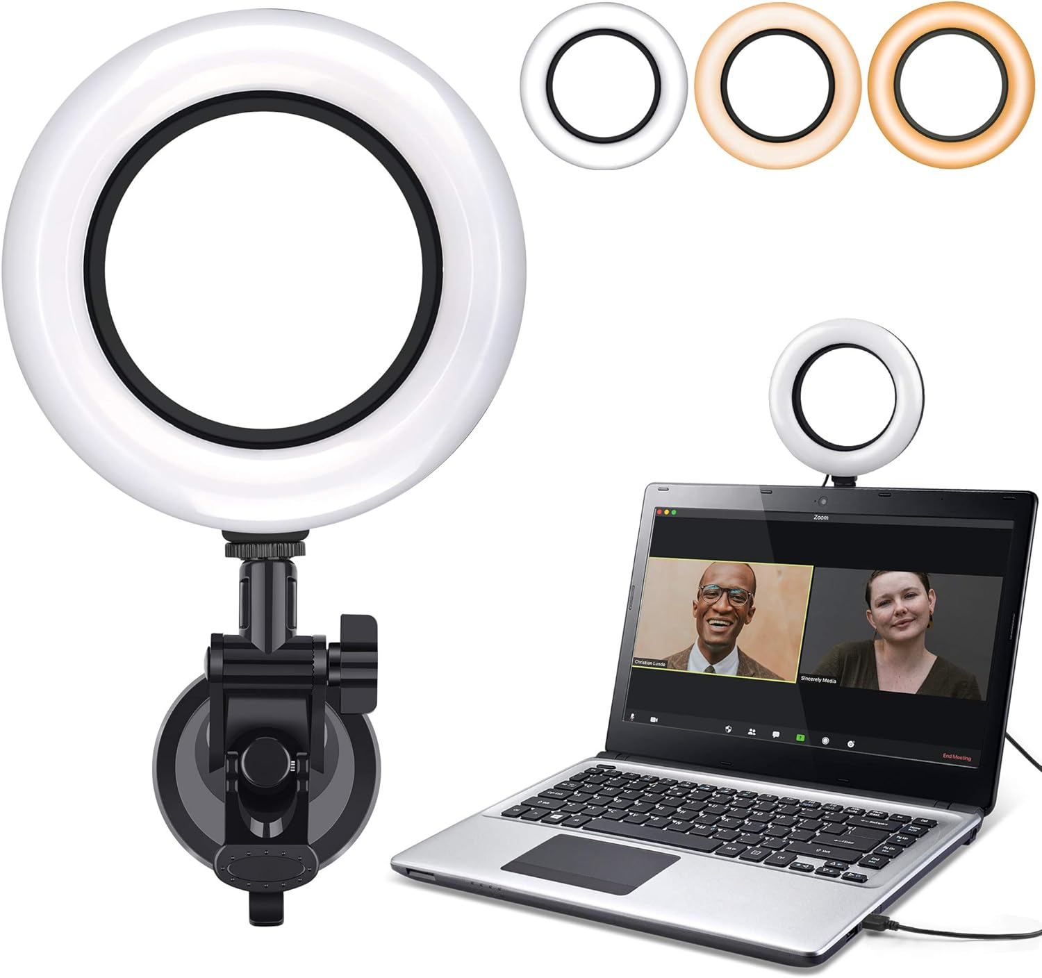 Video Conference Lighting Kit,Computer/Laptop Moniter LED Video Light Dimmable 6