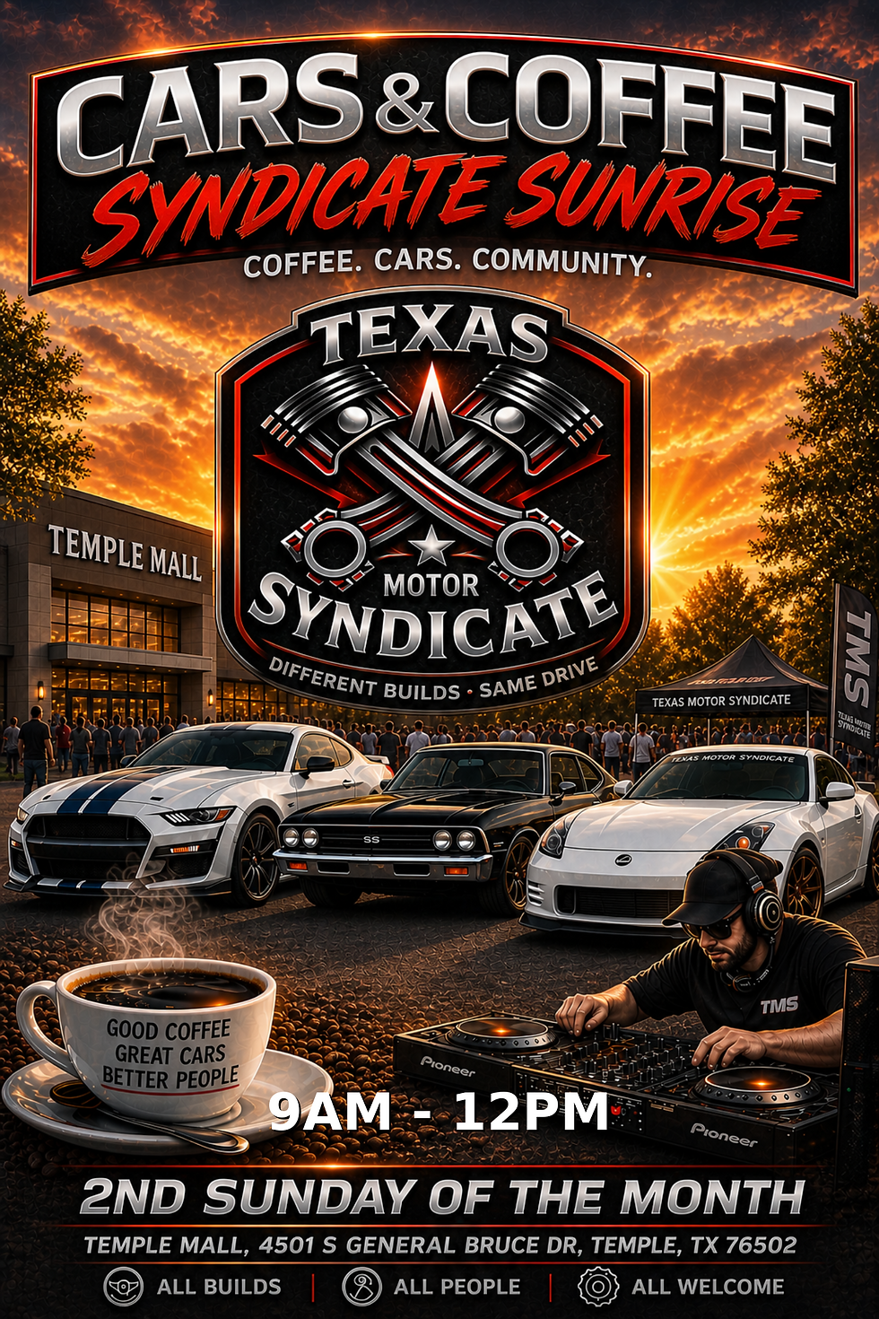 Syndicate Sunrise: Cars & Coffee | Temple Mall