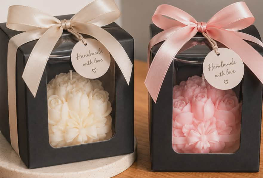 Flower Candle in ribbon box
