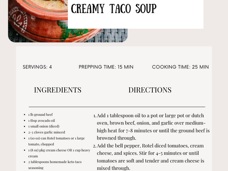 Keto Creamy Taco Soup and Homemade Keto Taco Seasoning Recipe