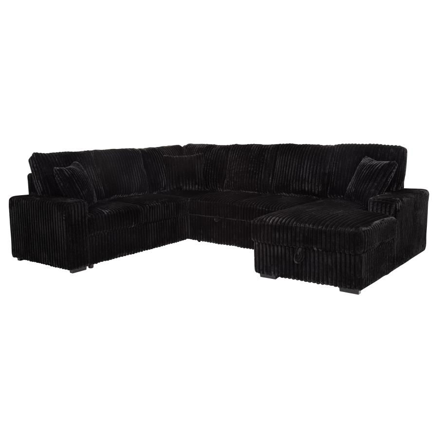 Thumbnail: Devonshire Sleeper Sectional Sofa Storage Chaise Black
