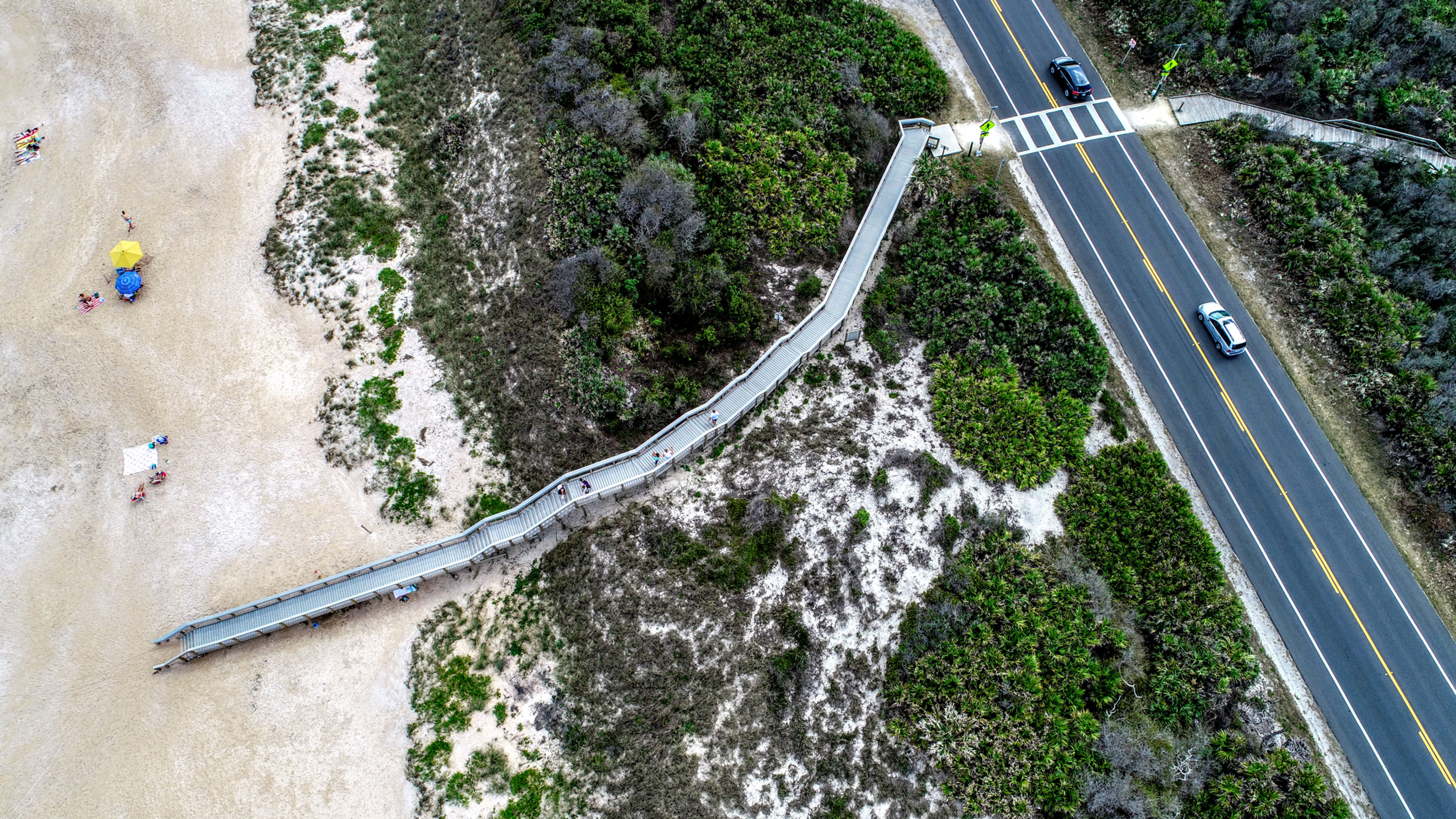 Land Bridge to Beach - Drone Stock Photo